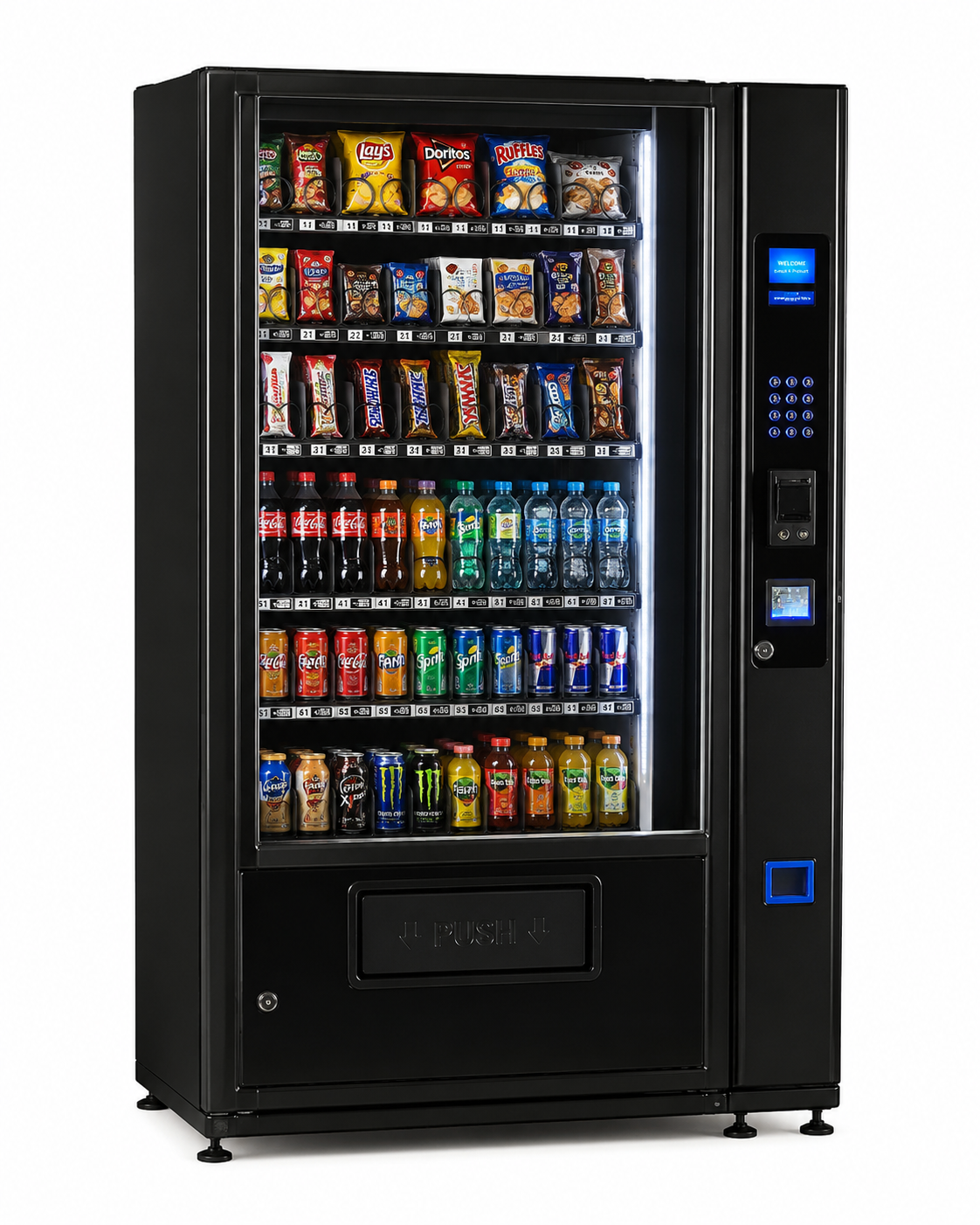 KVM-G654H GLASS FRONT COMBO VENDING MACHINE